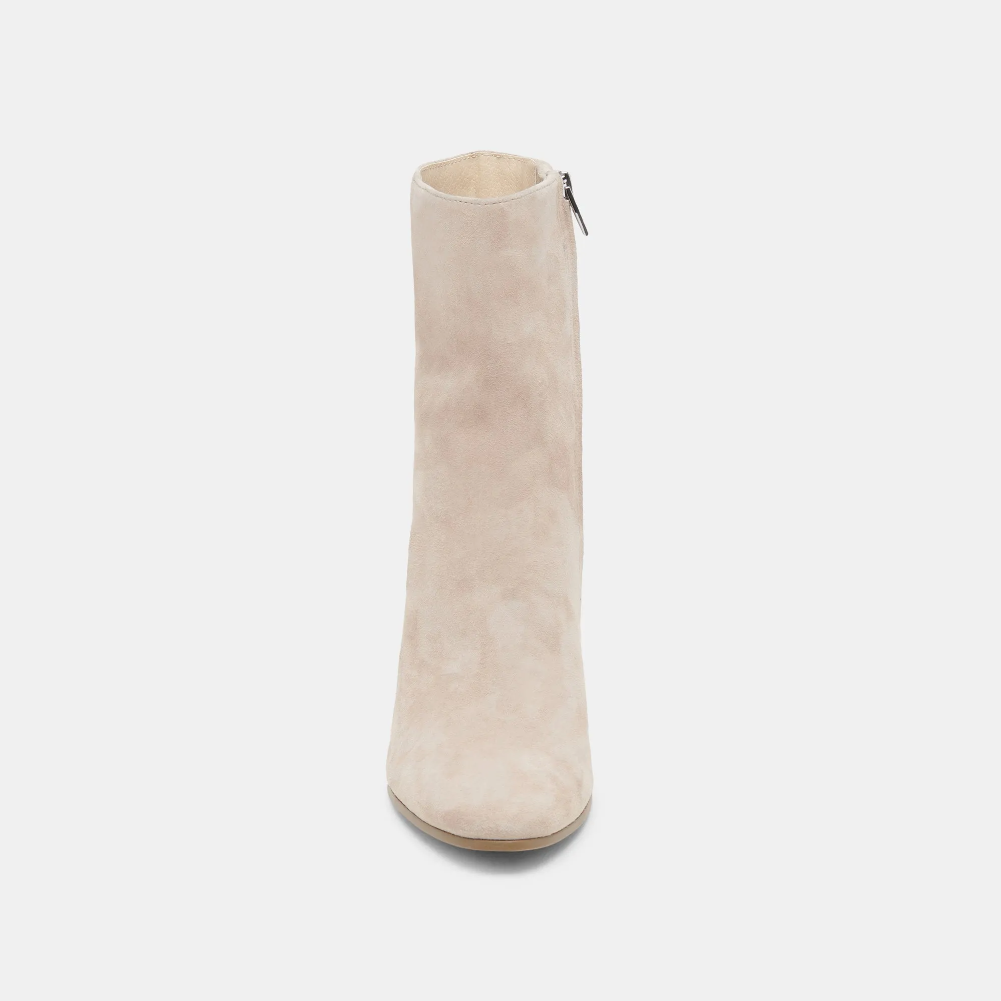 SUZY STIEFELETTEN IN TAUPEFARBENEM WILDLEDER