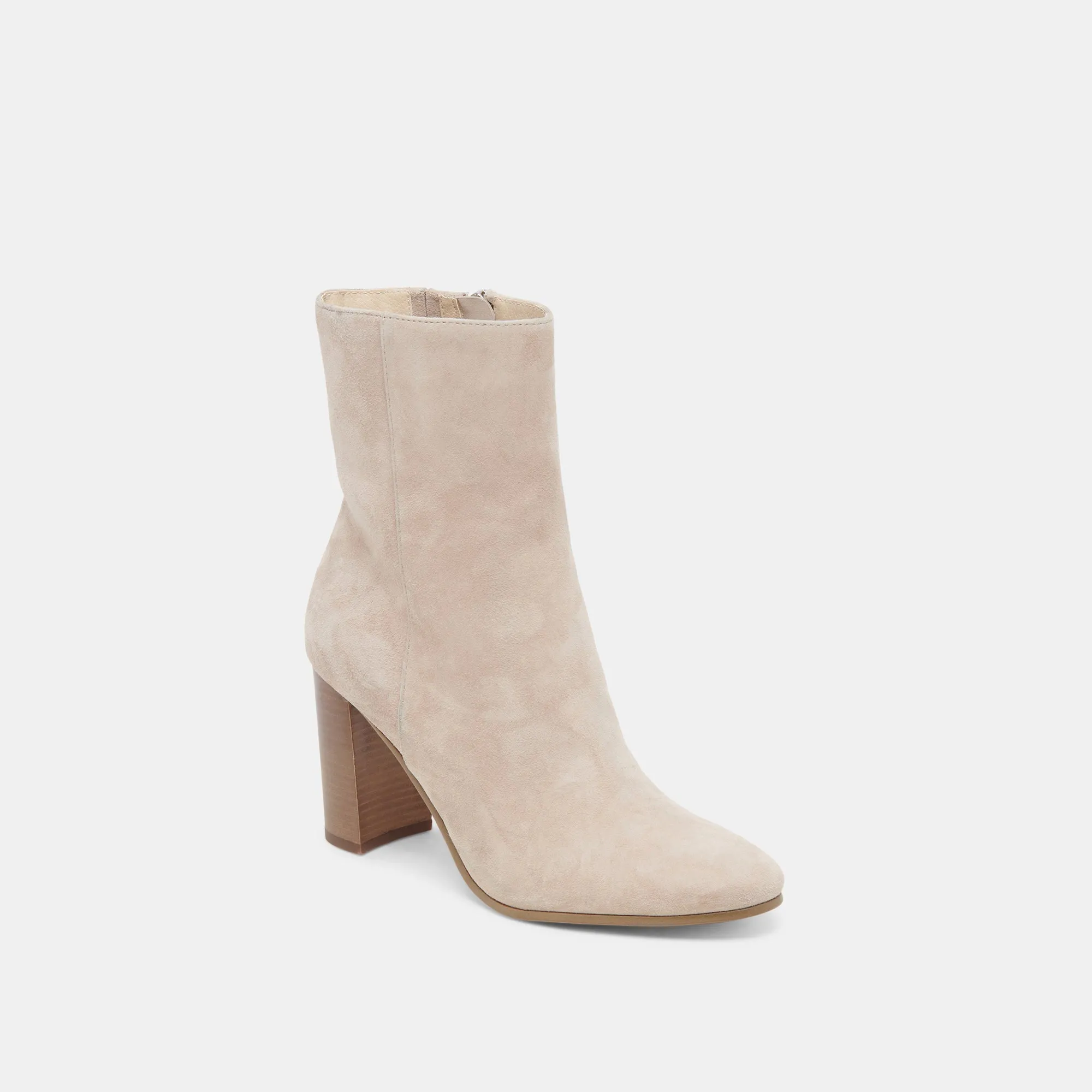SUZY STIEFELETTEN IN TAUPEFARBENEM WILDLEDER