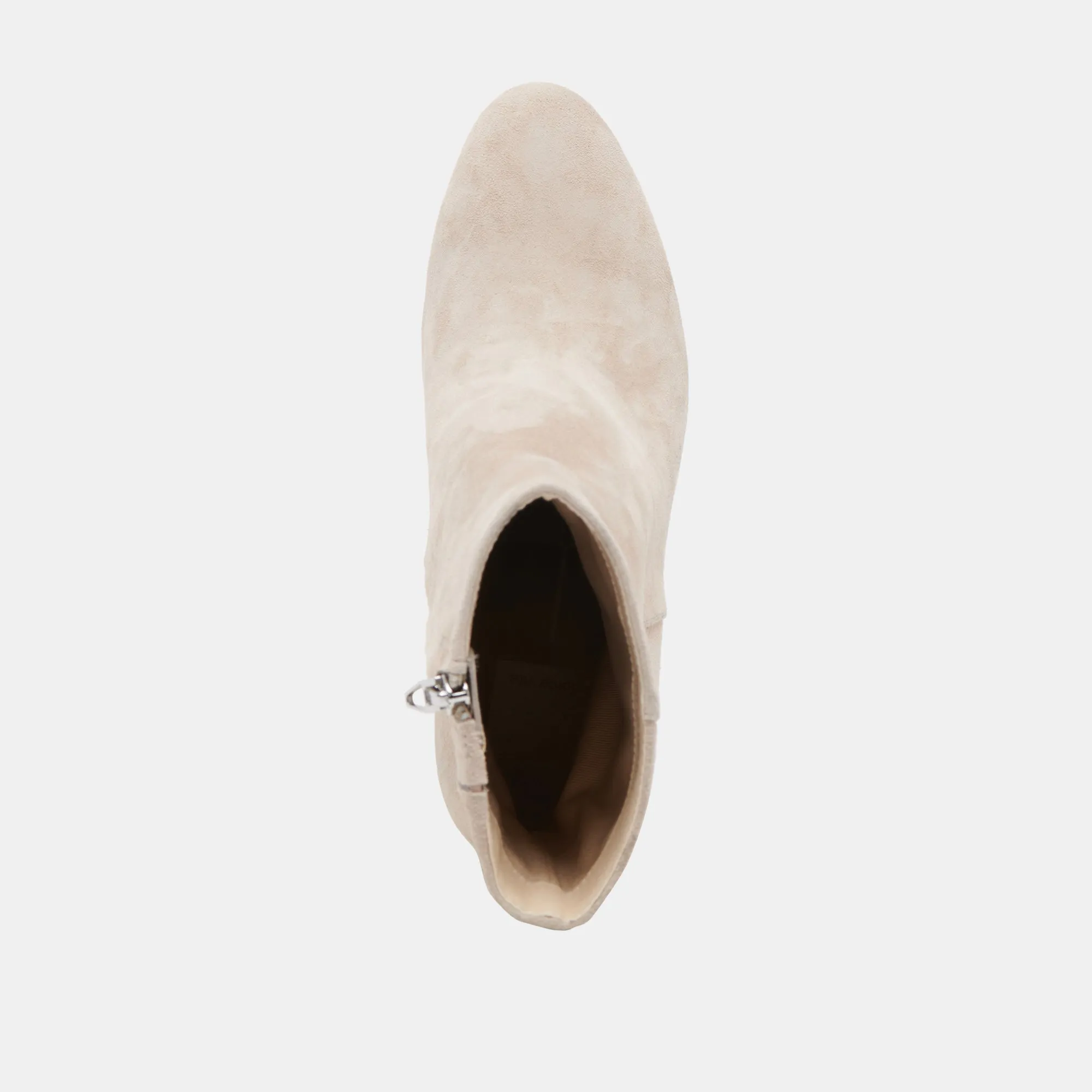 SUZY STIEFELETTEN IN TAUPEFARBENEM WILDLEDER