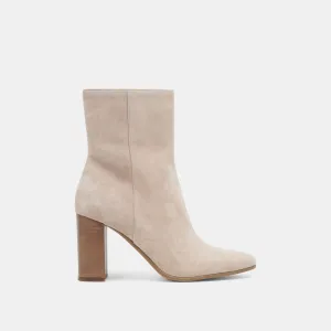 SUZY STIEFELETTEN IN TAUPEFARBENEM WILDLEDER