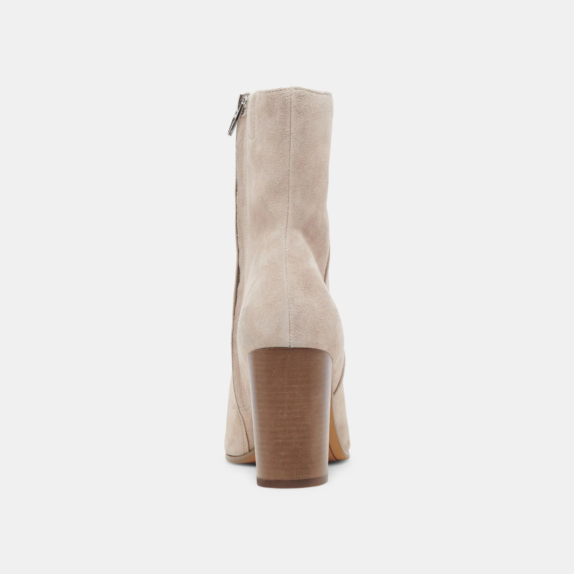 SUZY STIEFELETTEN IN TAUPEFARBENEM WILDLEDER
