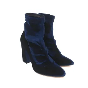 Tamara Mellon Knöchelstiefel Caress Navy Stretch Samt Größe 41 High Heel Booties