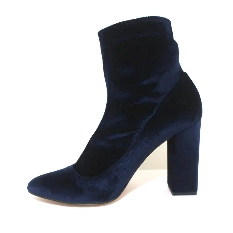 Tamara Mellon Knöchelstiefel Caress Navy Stretch Samt Größe 41 High Heel Booties