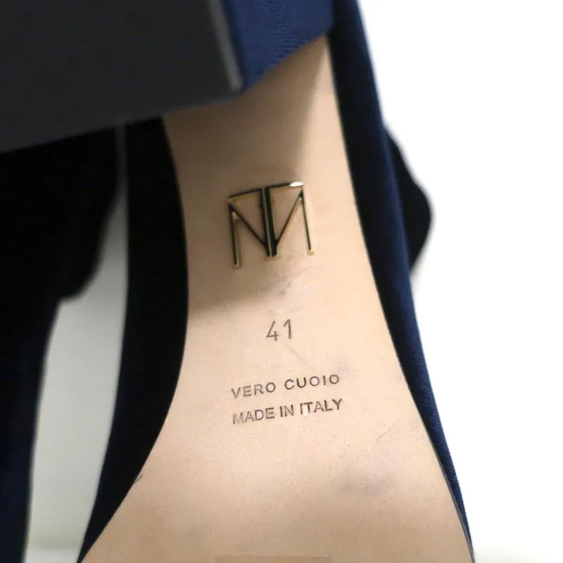 Tamara Mellon Knöchelstiefel Caress Navy Stretch Samt Größe 41 High Heel Booties