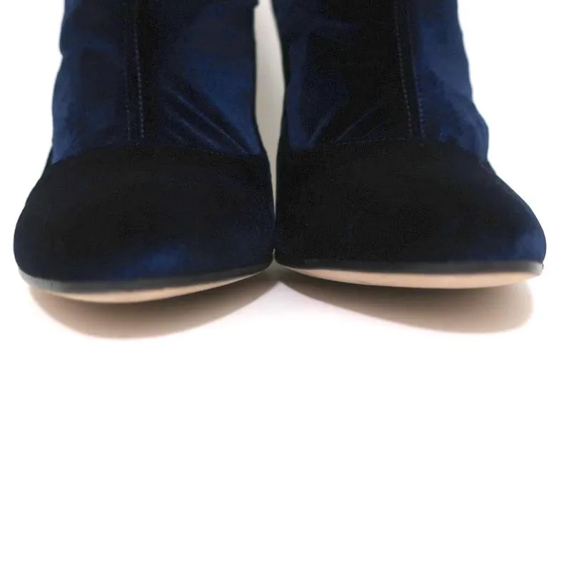 Tamara Mellon Knöchelstiefel Caress Navy Stretch Samt Größe 41 High Heel Booties