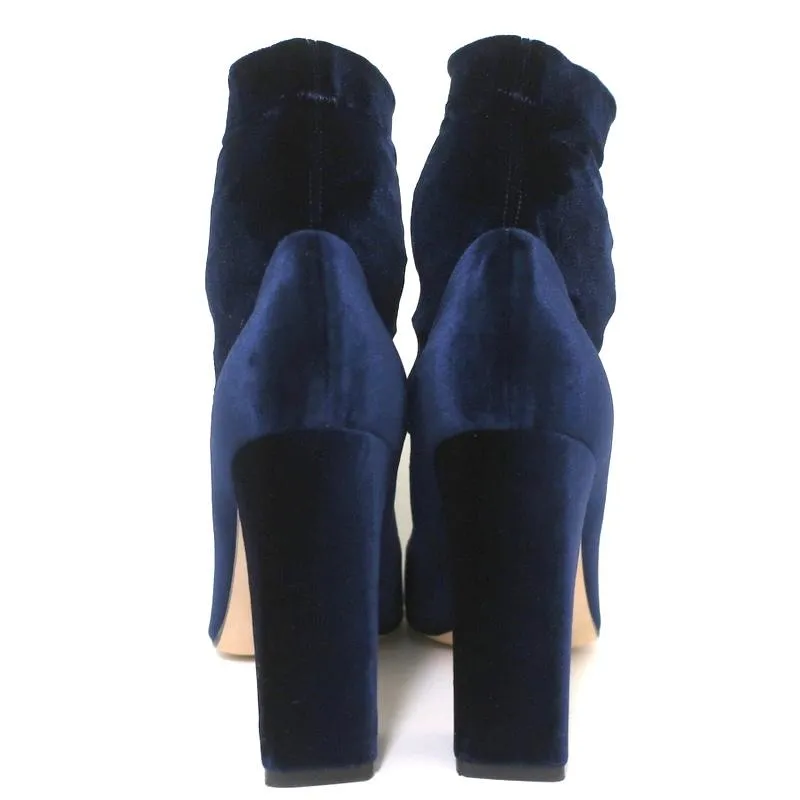 Tamara Mellon Knöchelstiefel Caress Navy Stretch Samt Größe 41 High Heel Booties