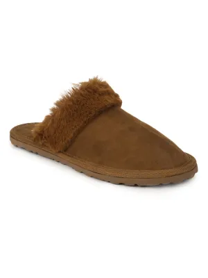 Braune Mikro-Fuzzy-Schlupfschuhe