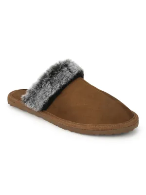 Tan Mikro-Fuzzy Pantoffeln mit Kunstfell