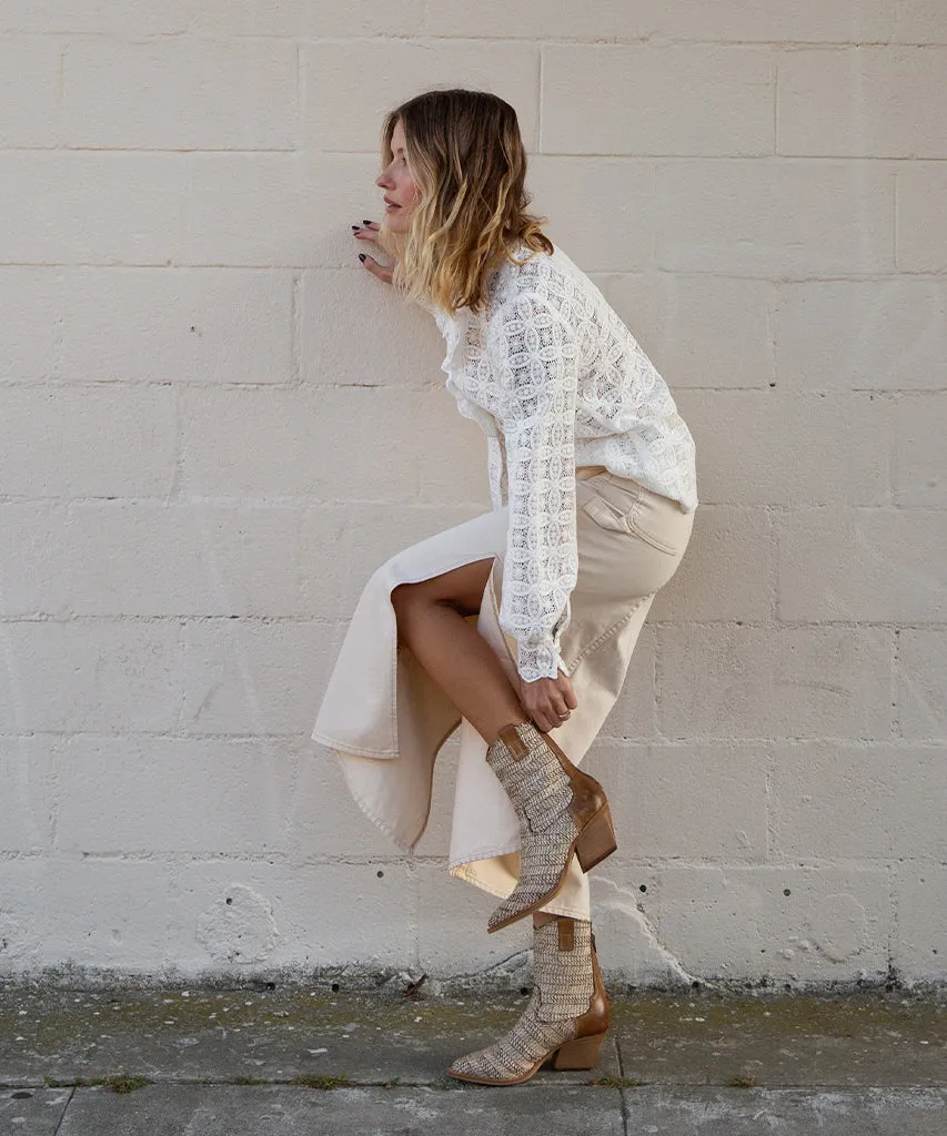 TEXIN BOOTIES BRAUN MULTI RAFFIA