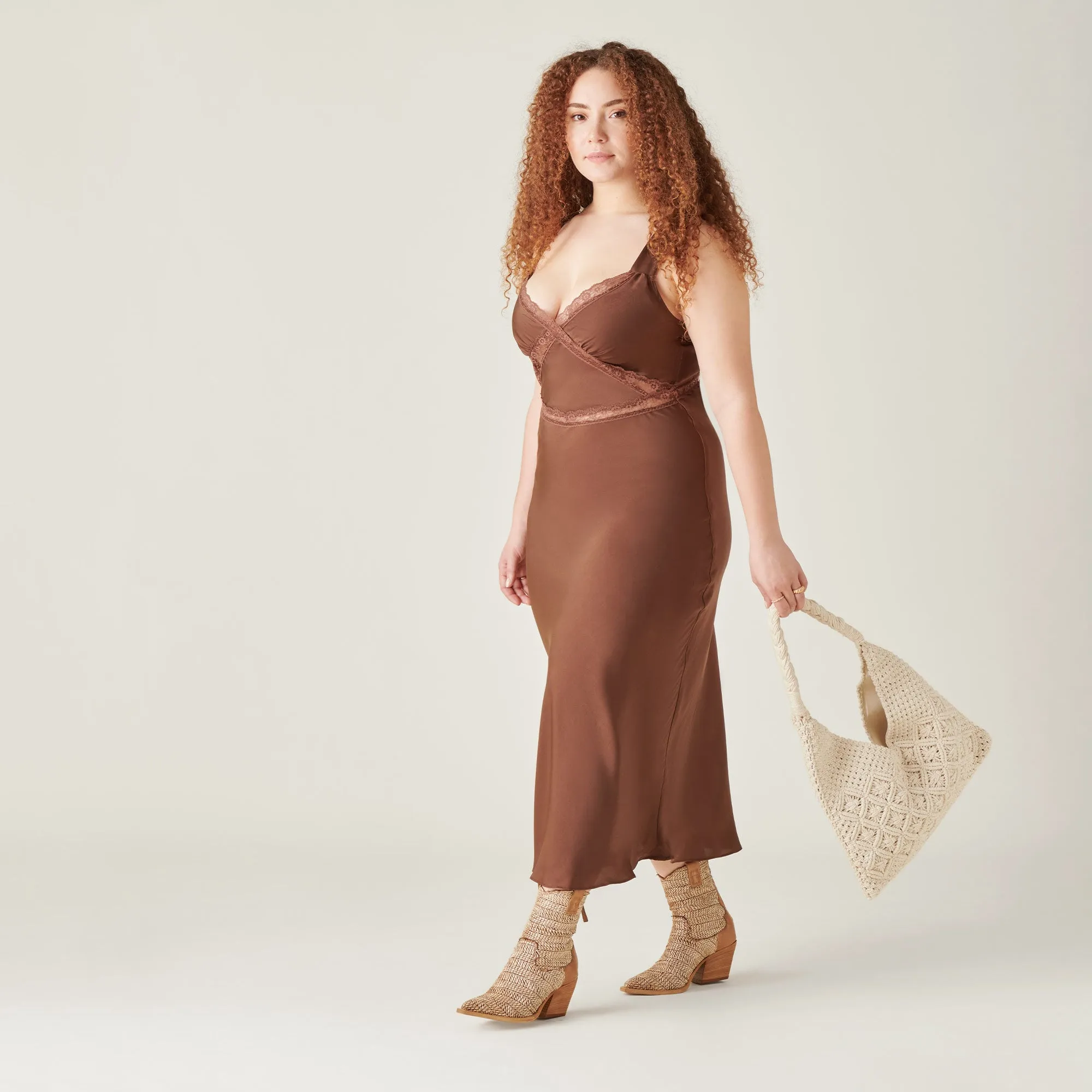 TEXIN BOOTIES BRAUN MULTI RAFFIA
