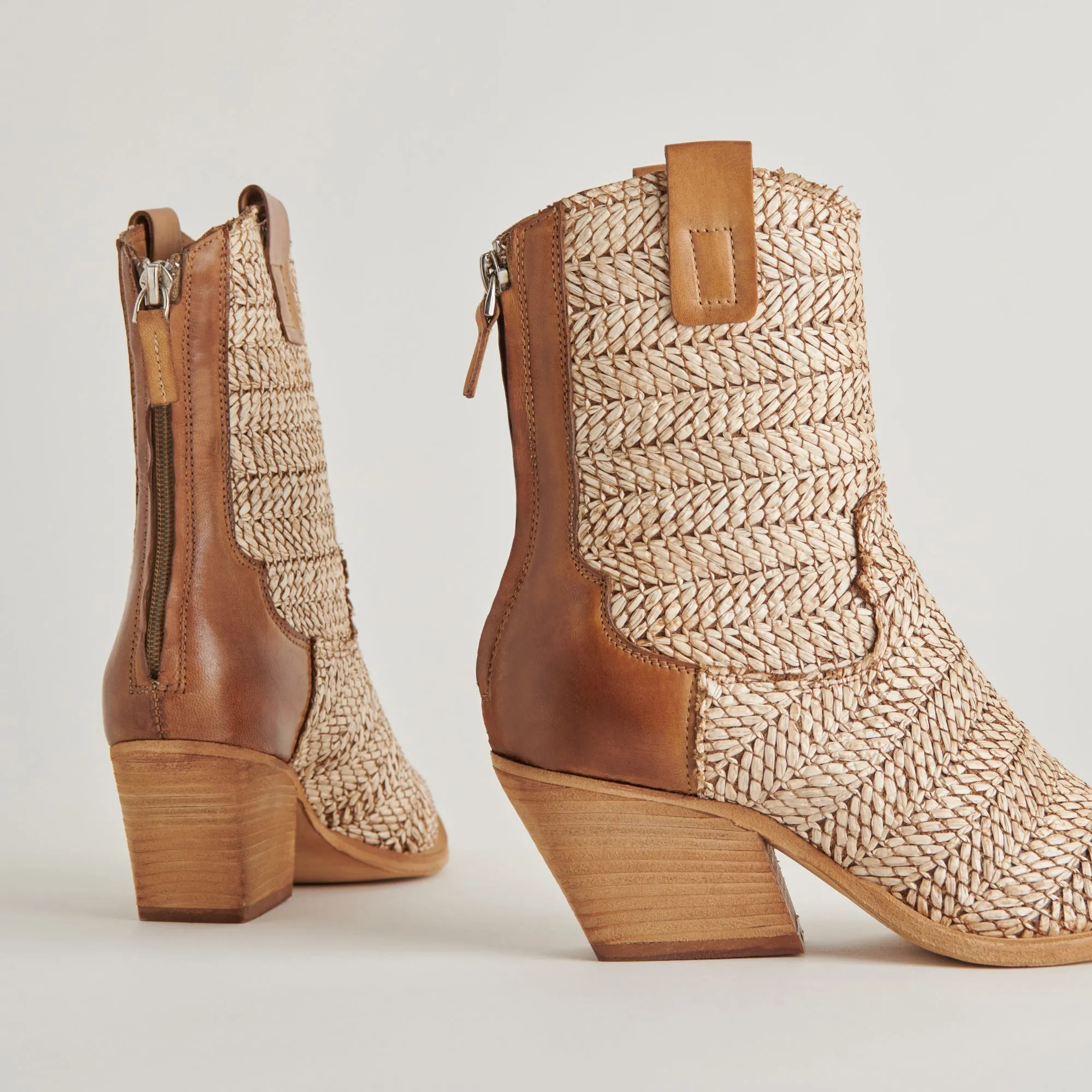 TEXIN BOOTIES BRAUN MULTI RAFFIA