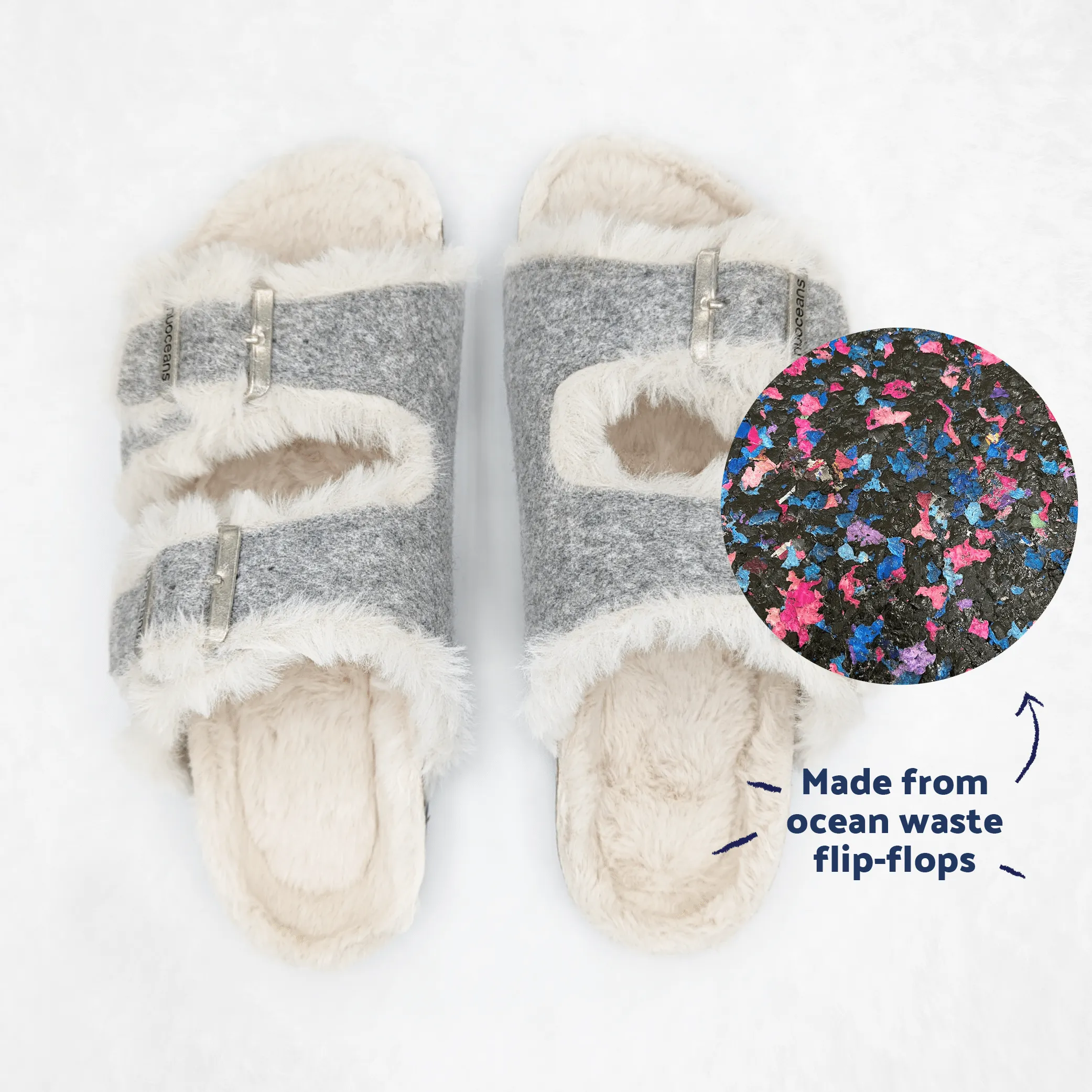 Die Nuo Fluff Vegan Hausschuhe | Grau