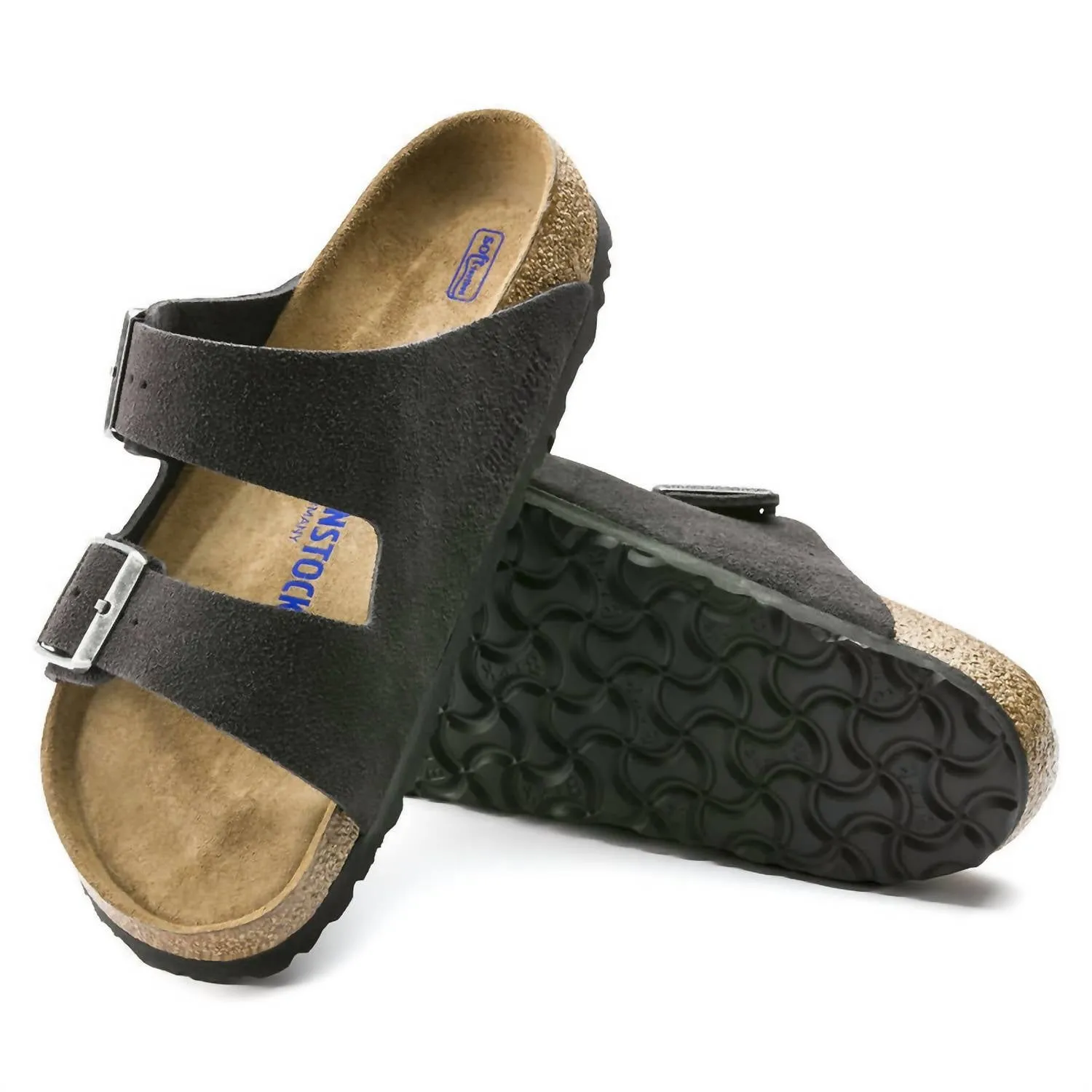 Unisex Arizona Soft Footbed Wildleder Sandalen - Regular Fit in Velvet Grau