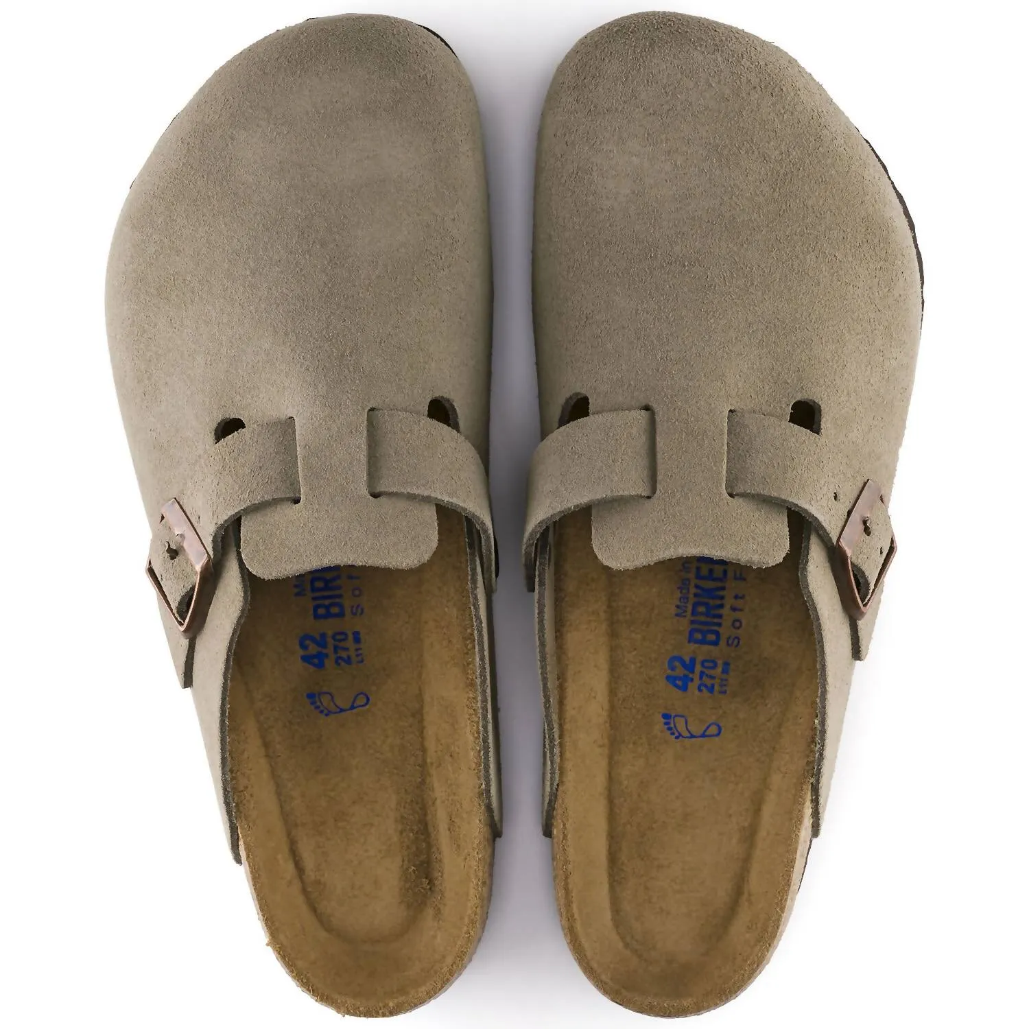 Unisex Boston Soft Footbed Wildleder Hausschuhe - Normale/weite Passform in Taubenblau