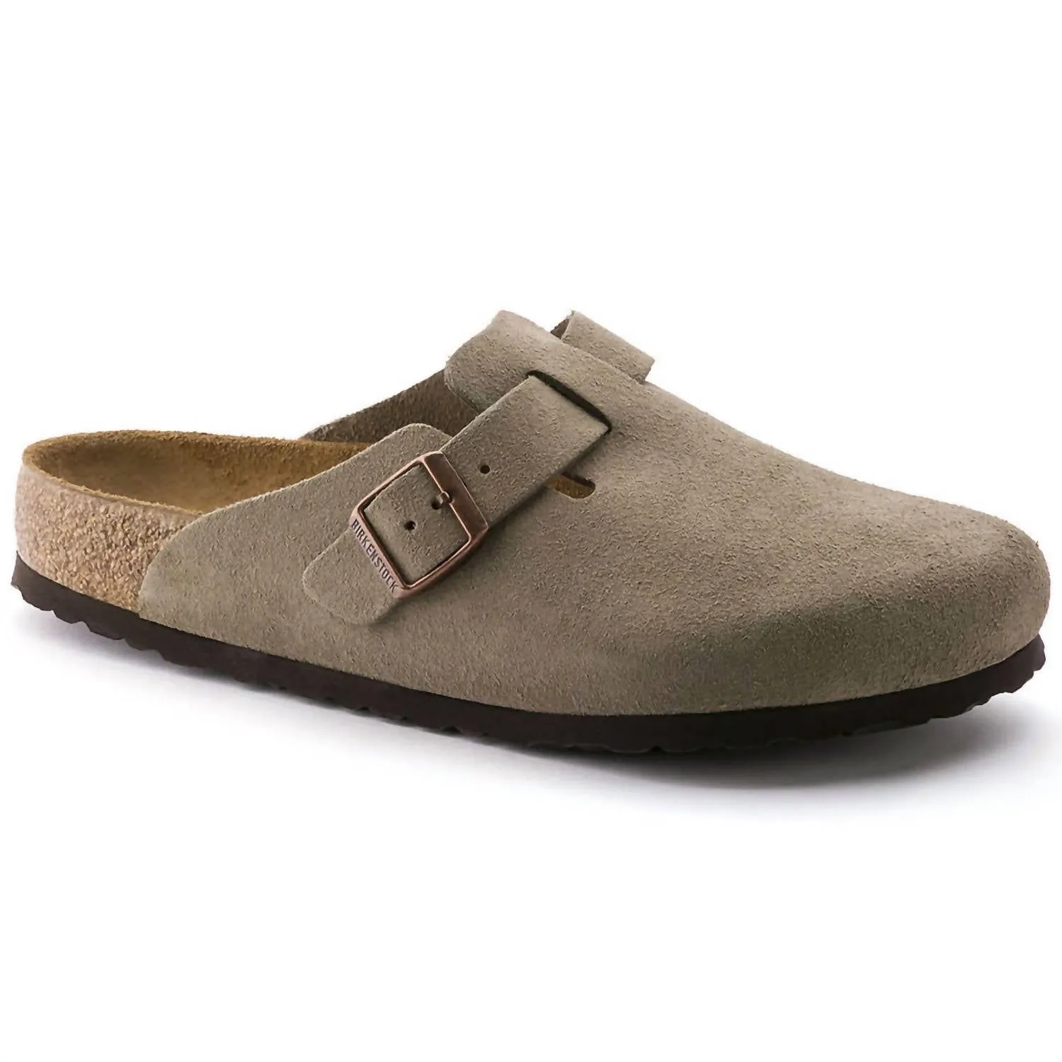 Unisex Boston Soft Footbed Wildleder Hausschuhe - Normale/weite Passform in Taubenblau