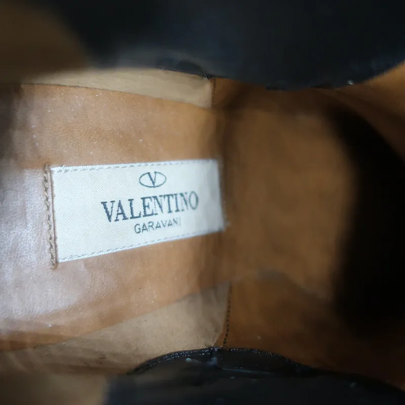 Valentino Rockstud Knöchelstiefel Schwarz Geprägtes Leder Größe 35.5 Stiefeletten mit mittlerer Absatzhöhe
