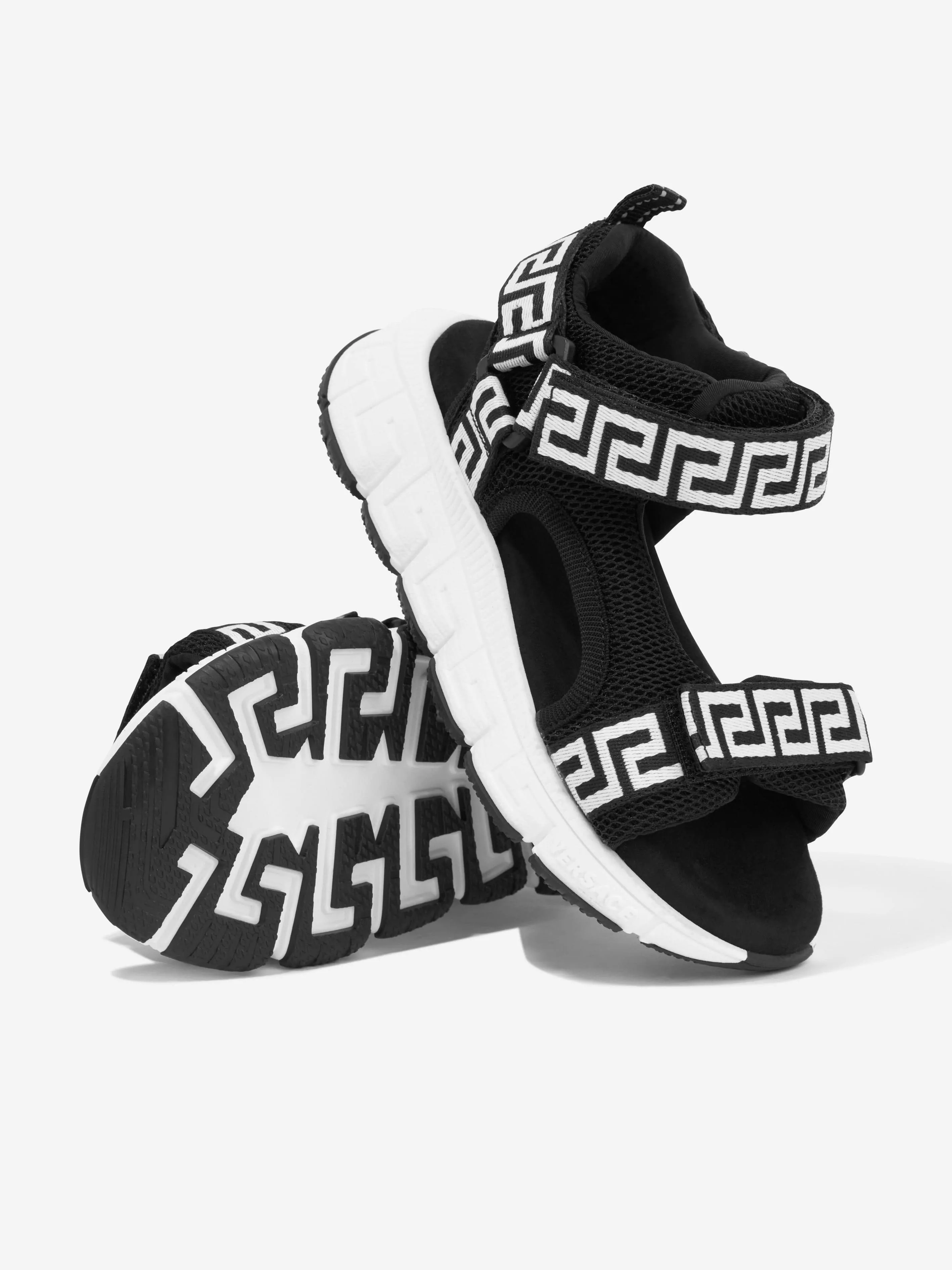 Versace Kids Greca Riemchensandalen in Schwarz