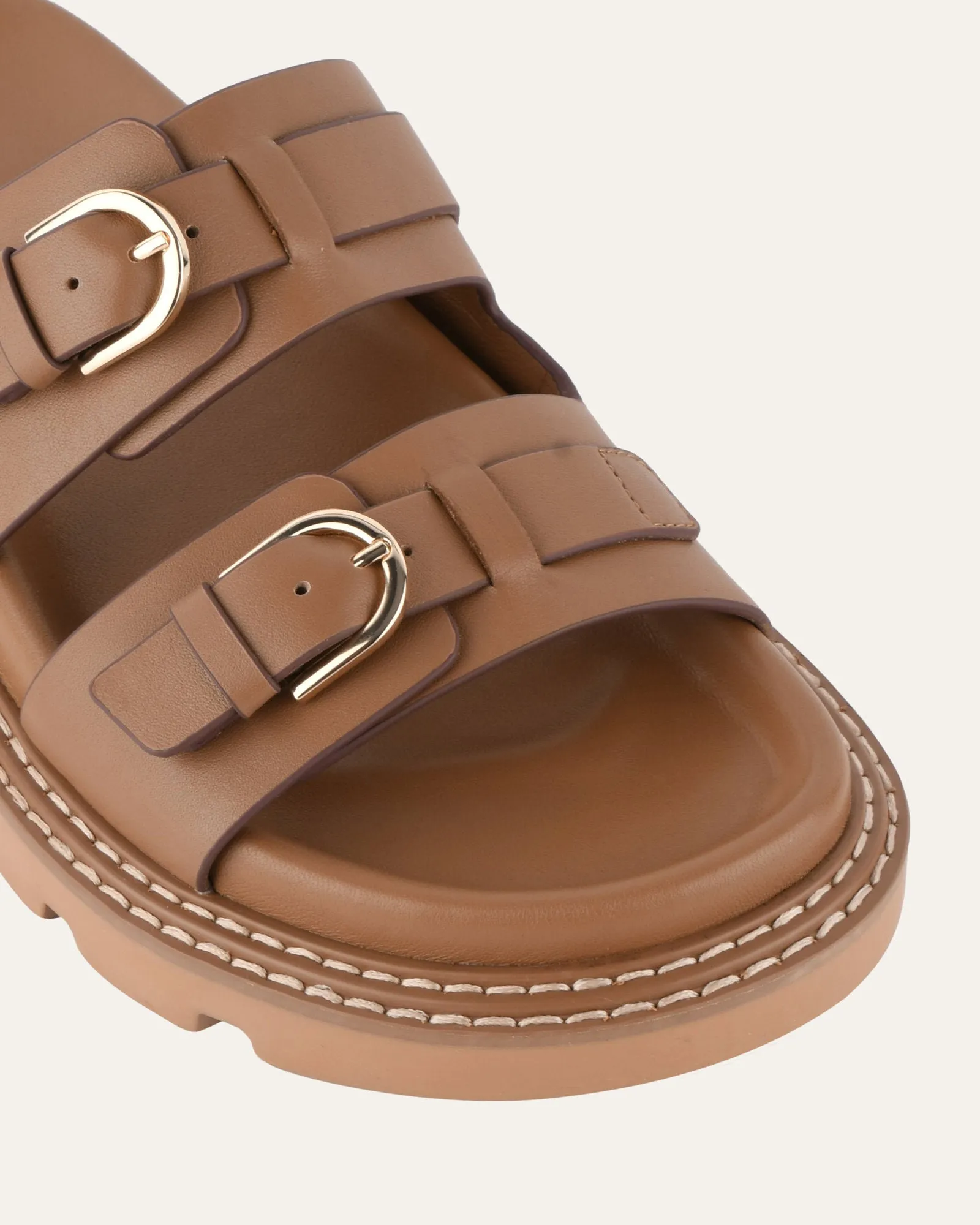 VICHY FLACHER SANDALEN IN BRAUNEM LEDER