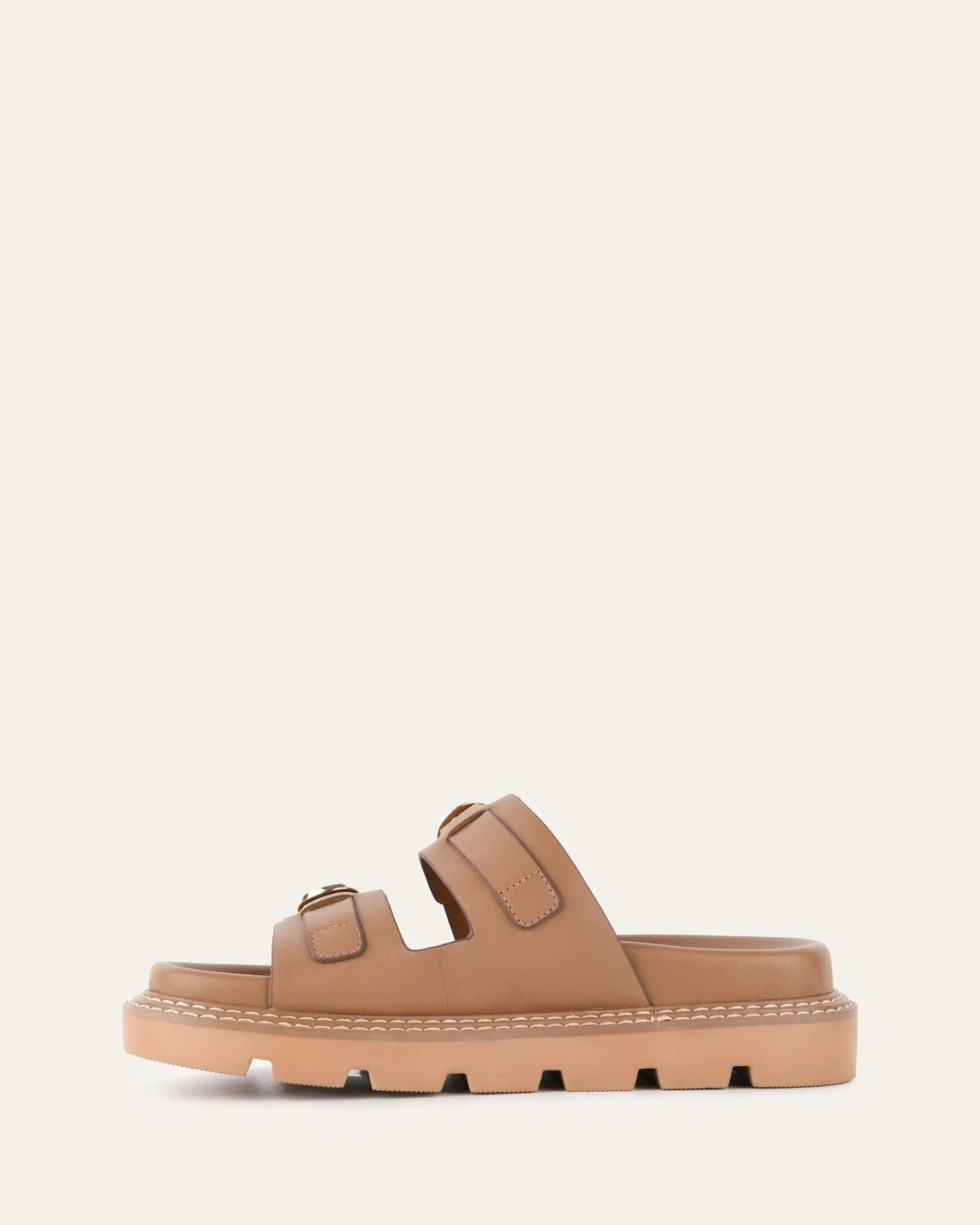 VICHY FLACHER SANDALEN IN BRAUNEM LEDER