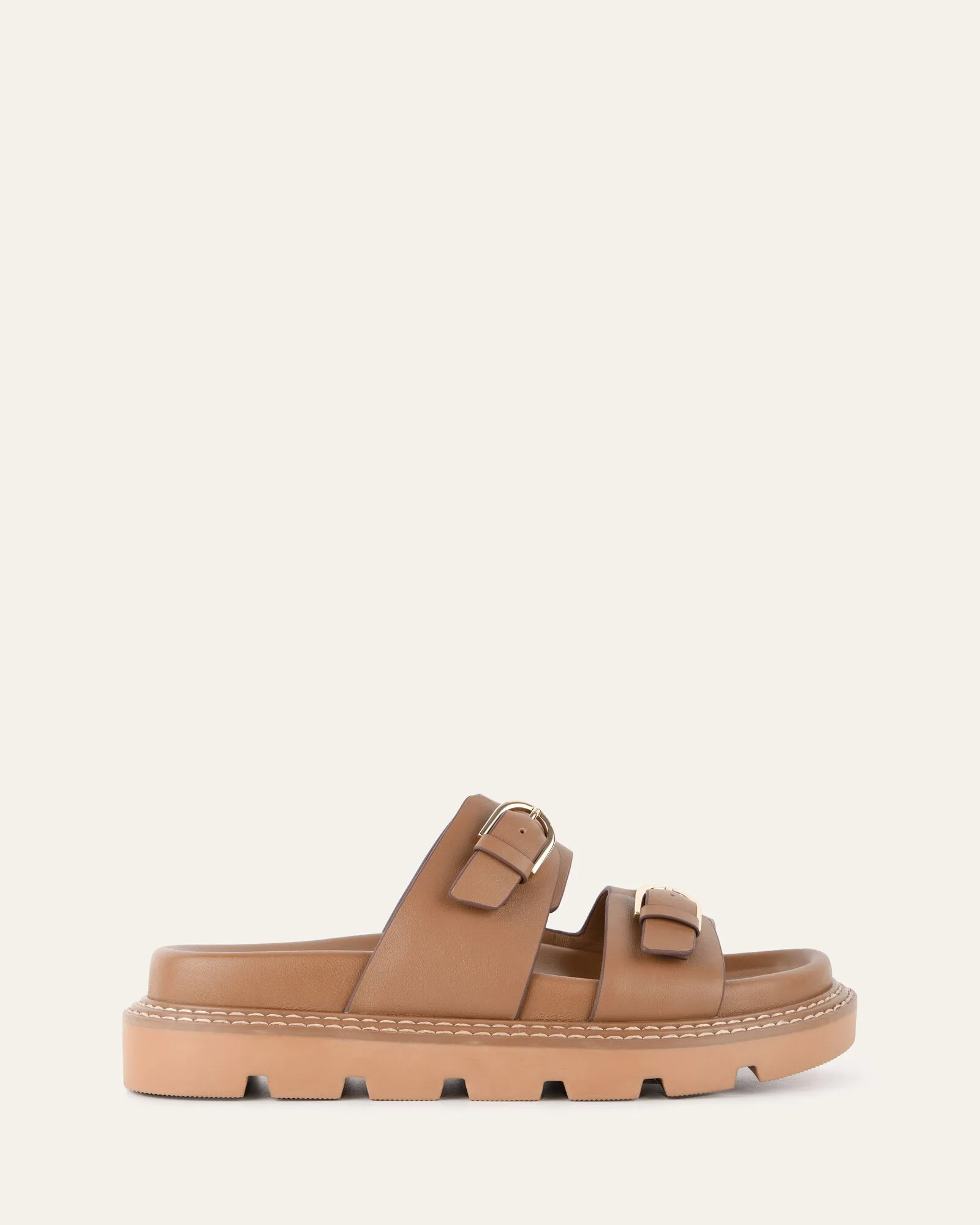VICHY FLACHER SANDALEN IN BRAUNEM LEDER