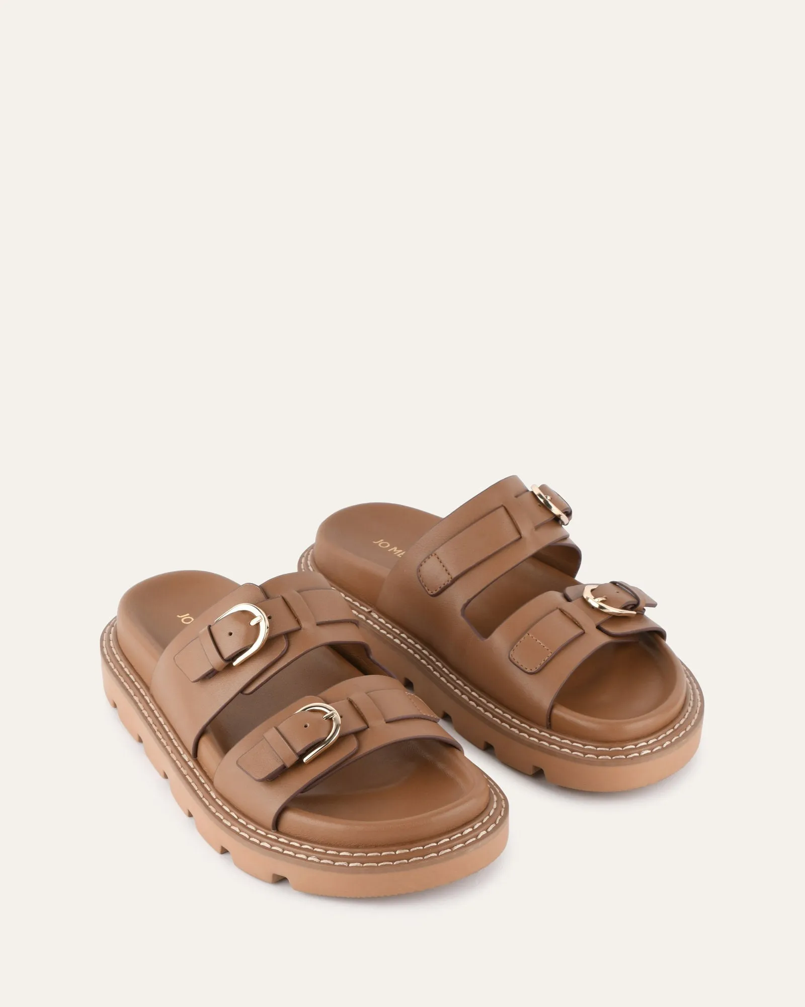 VICHY FLACHER SANDALEN IN BRAUNEM LEDER