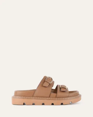 VICHY FLACHER SANDALEN IN BRAUNEM LEDER