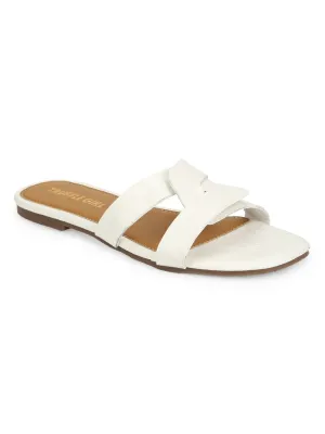 Weiße Croc-PU-Slip-Ons