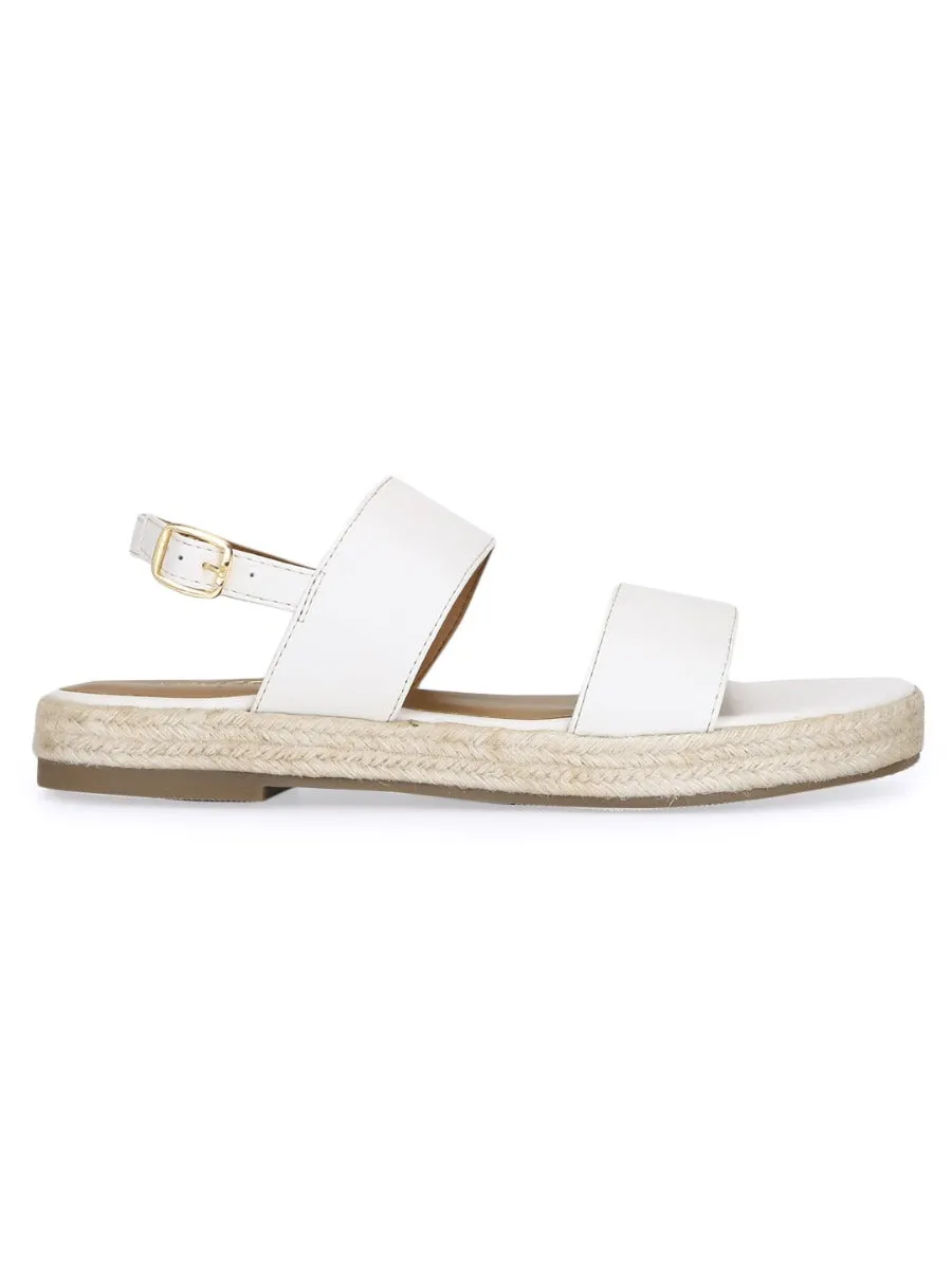 Weiße PU-Jute-Espadrilles