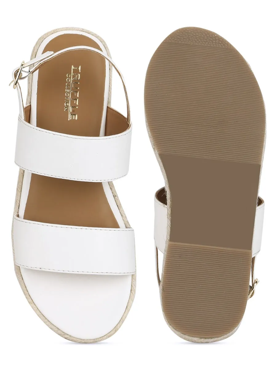 Weiße PU-Jute-Espadrilles