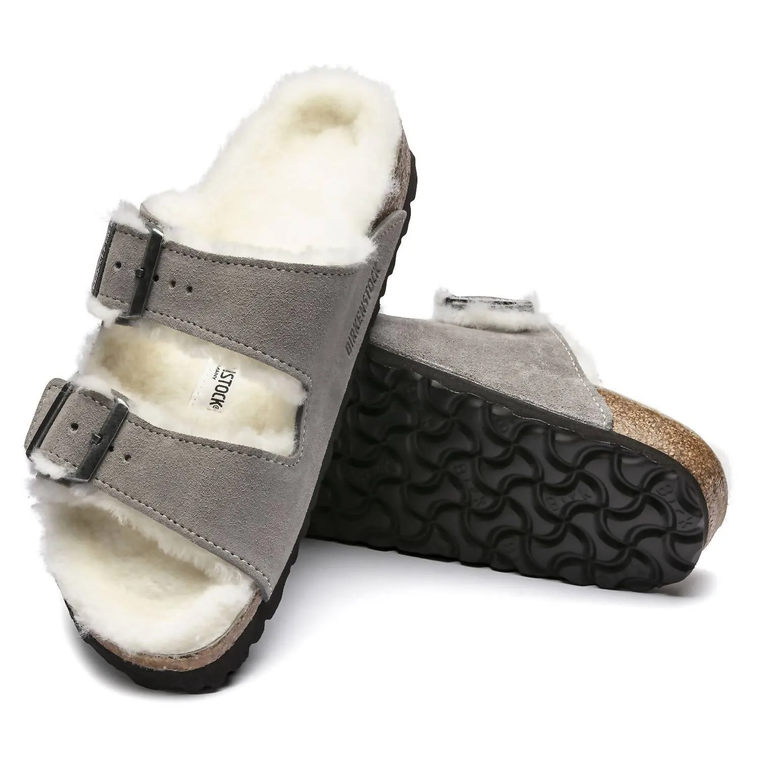 Arizona Shearling Sandalen für Damen in Steinmünze