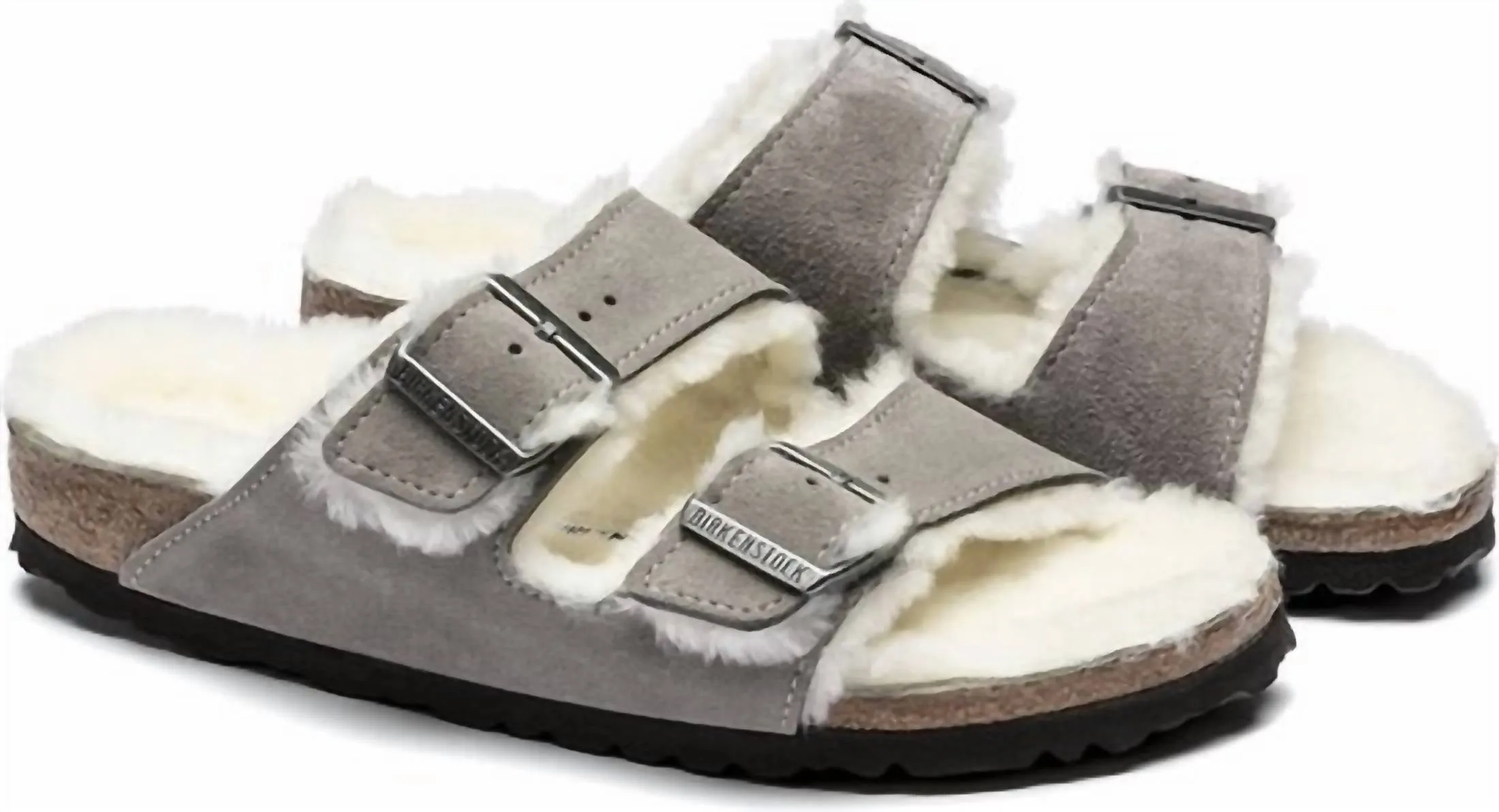 Arizona Shearling Sandalen für Damen in Steinmünze