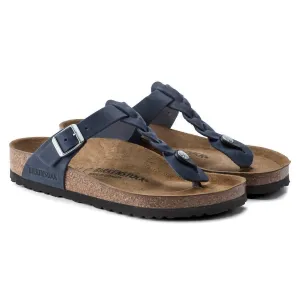 Gizeh Geflochtene Sandalen aus geöltem Leder für Damen - Regular/wide in Marineblau
