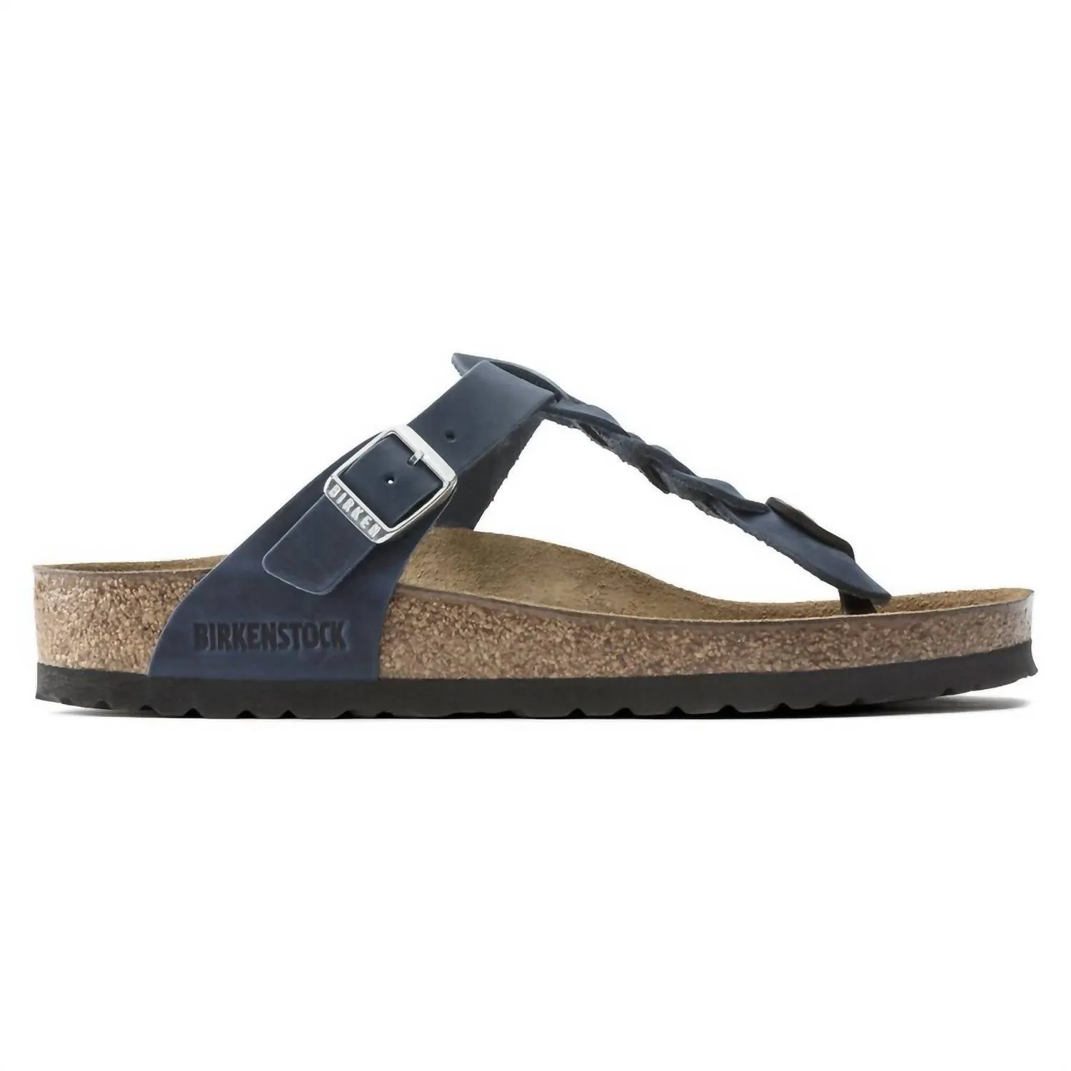 Gizeh Geflochtene Sandalen aus geöltem Leder für Damen - Regular/wide in Marineblau