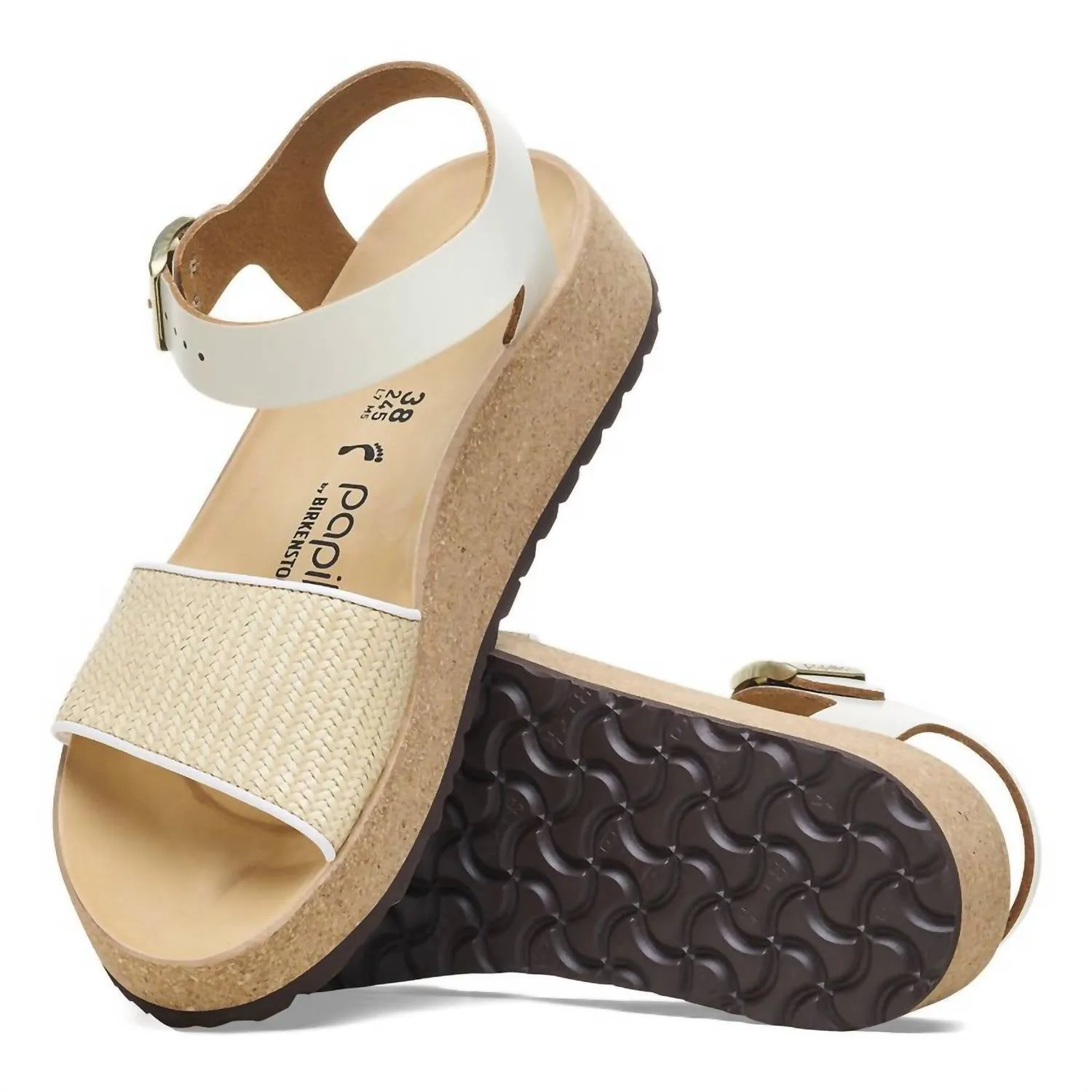 Damen Glenda Raffia Leder Sandaletten - Mittel/schmal in Weiß