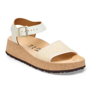 Damen Glenda Raffia Leder Sandaletten - Mittel/schmal in Weiß