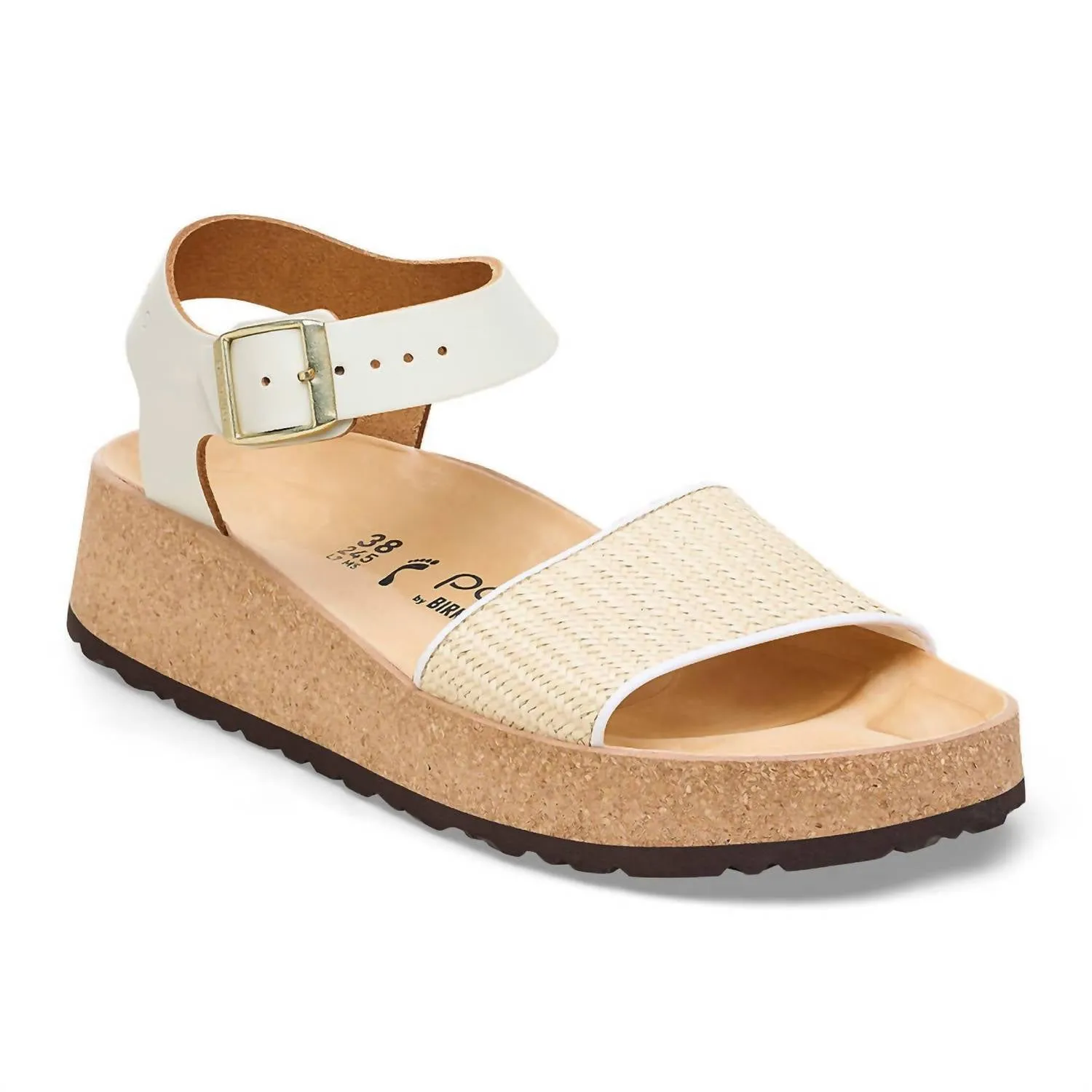 Damen Glenda Raffia Leder Sandaletten - Mittel/schmal in Weiß