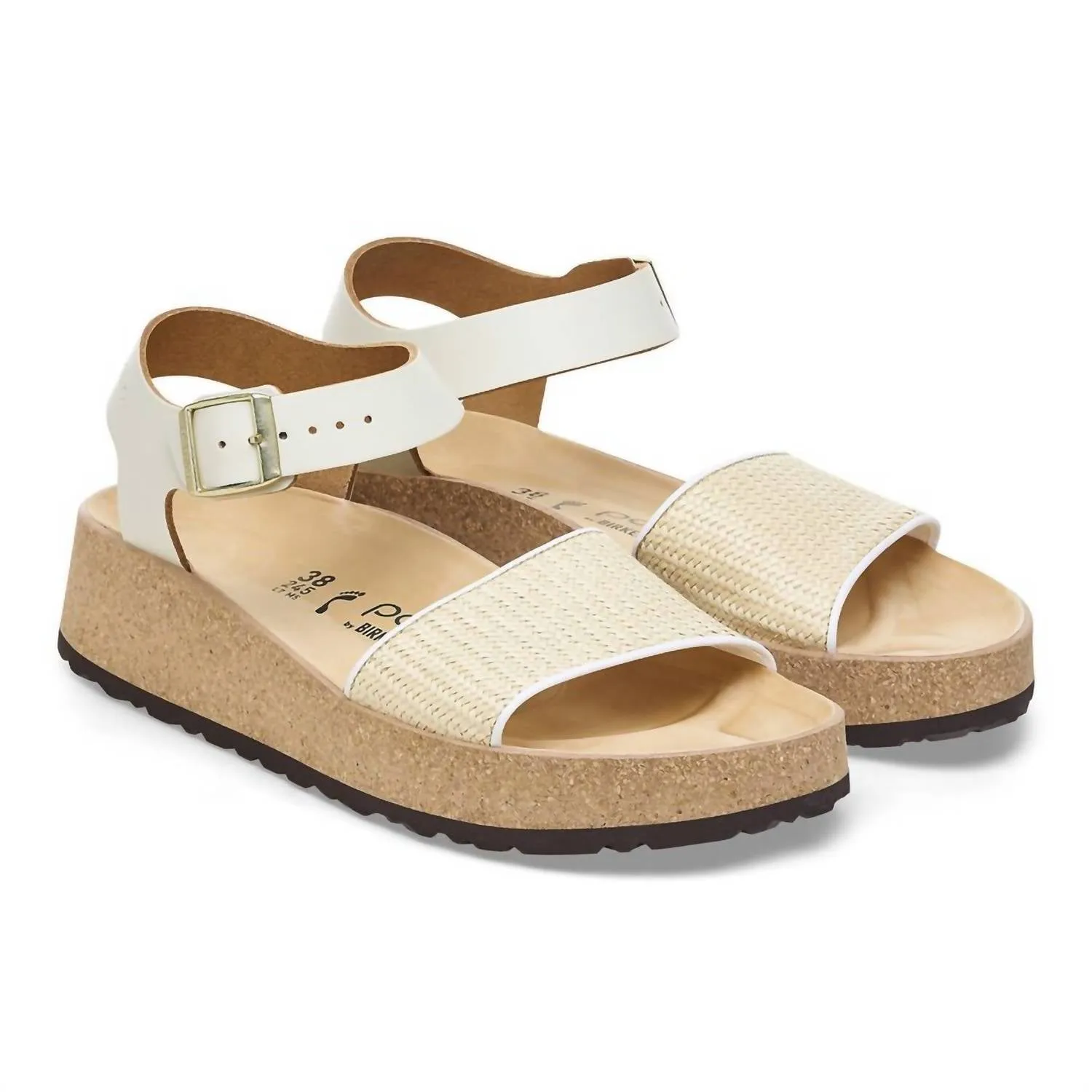 Damen Glenda Raffia Leder Sandaletten - Mittel/schmal in Weiß