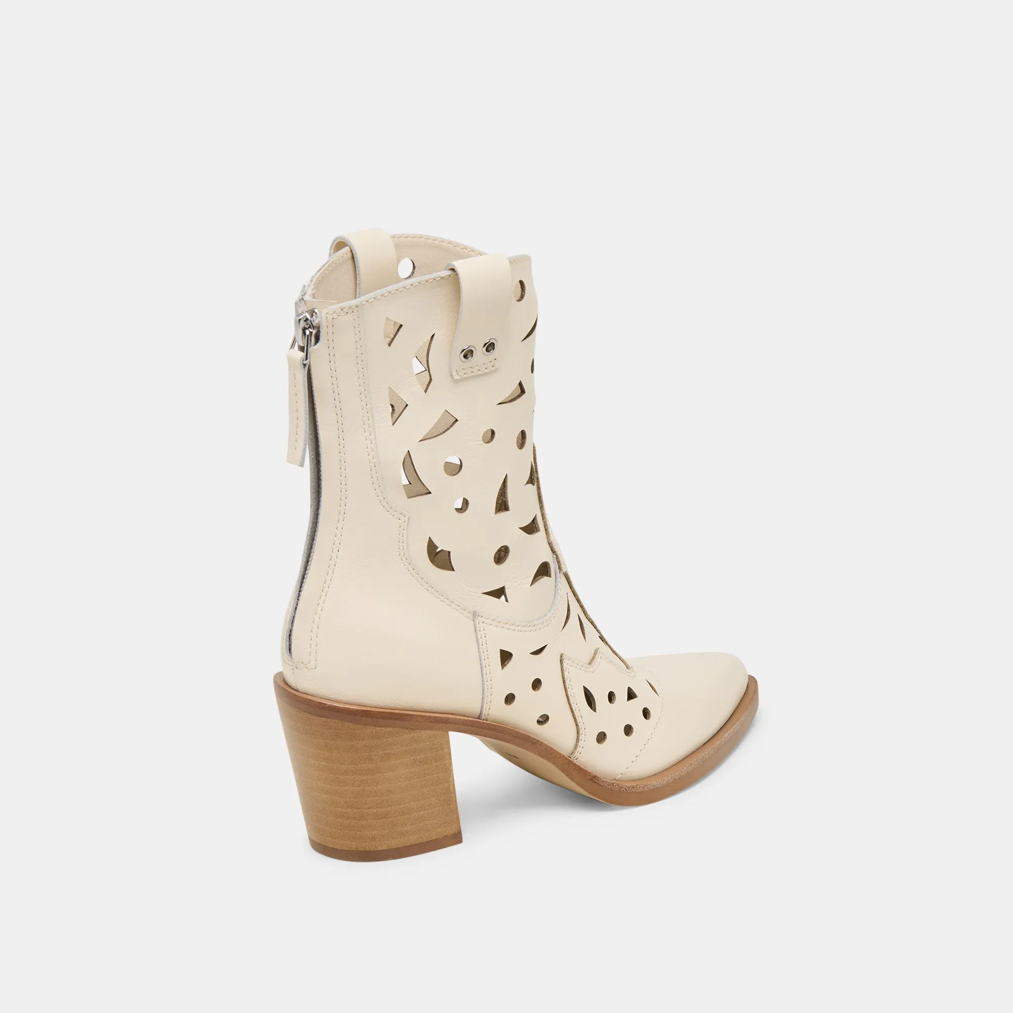ZENOBI STIEFELETTEN IN OFF-WHITE LEDER