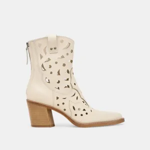 ZENOBI STIEFELETTEN IN OFF-WHITE LEDER