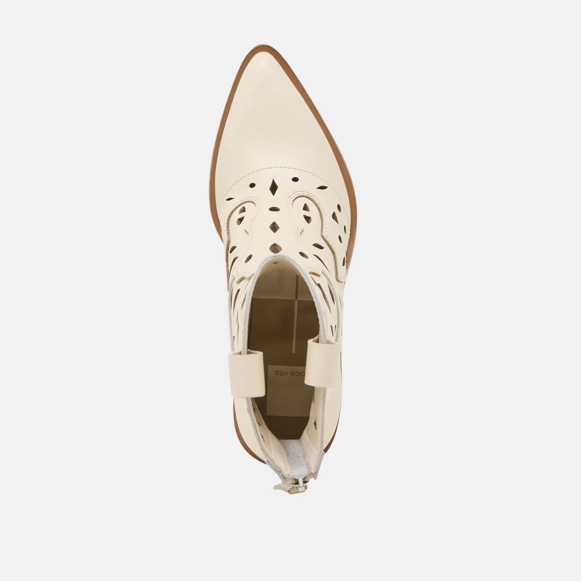 ZENOBI STIEFELETTEN IN OFF-WHITE LEDER
