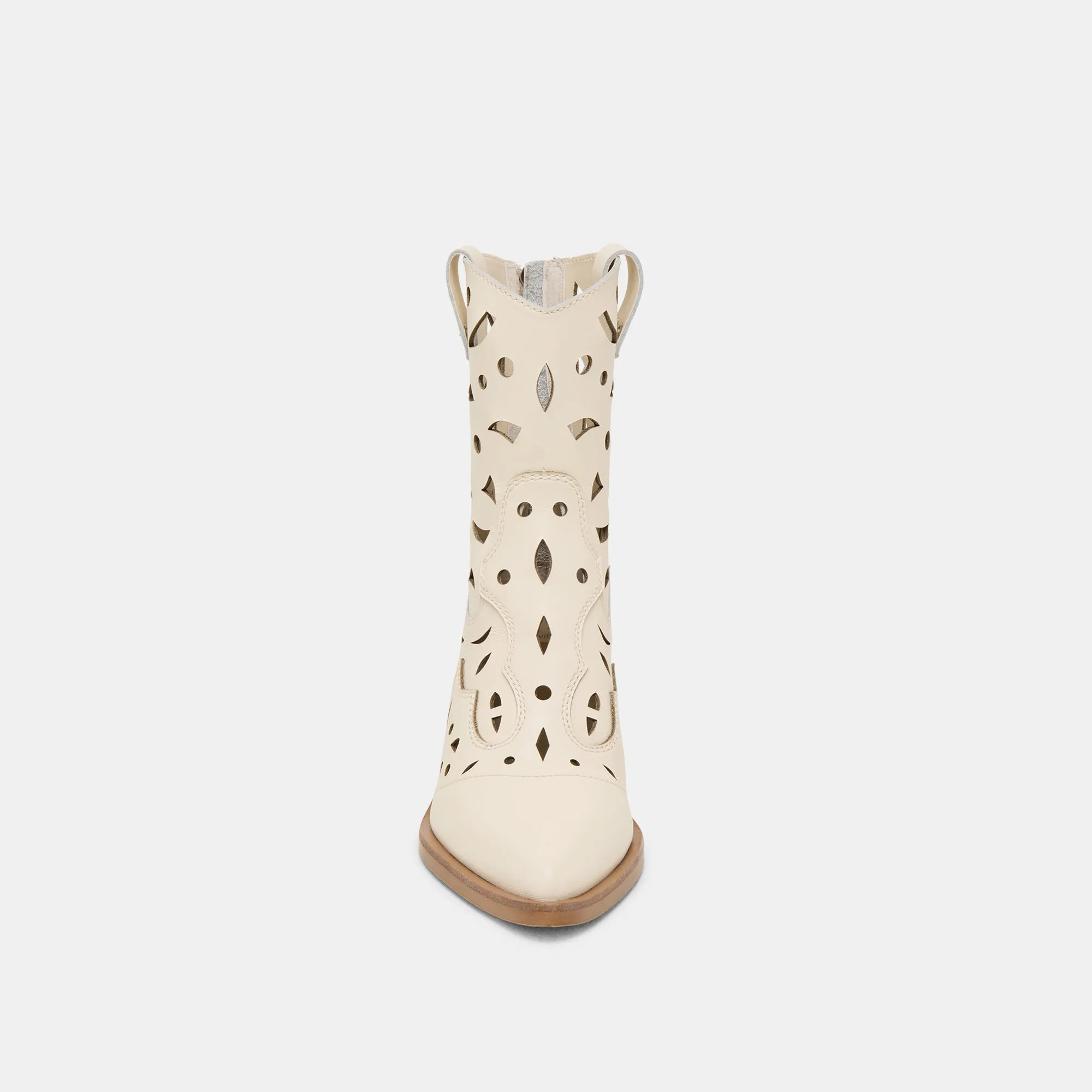 ZENOBI STIEFELETTEN IN OFF-WHITE LEDER