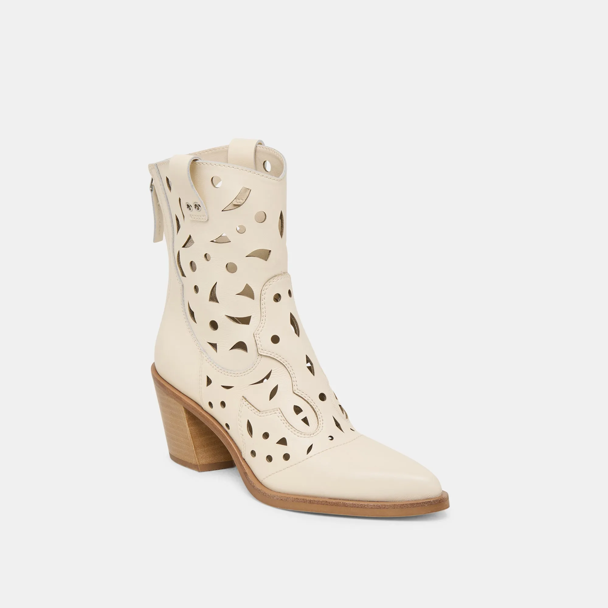 ZENOBI STIEFELETTEN IN OFF-WHITE LEDER