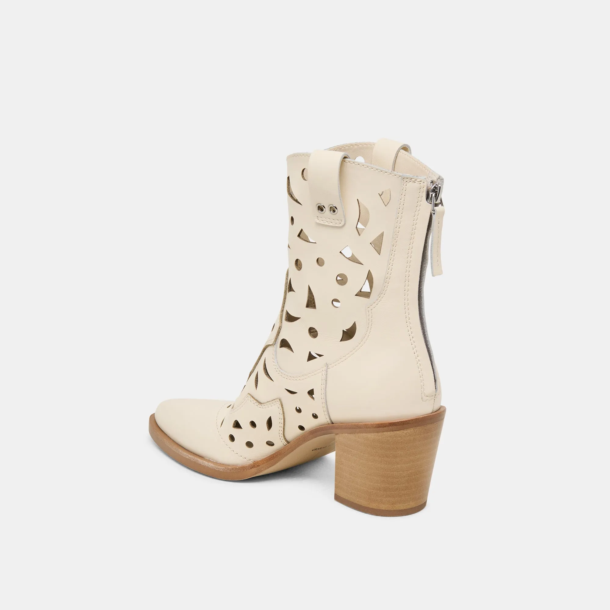 ZENOBI STIEFELETTEN IN OFF-WHITE LEDER