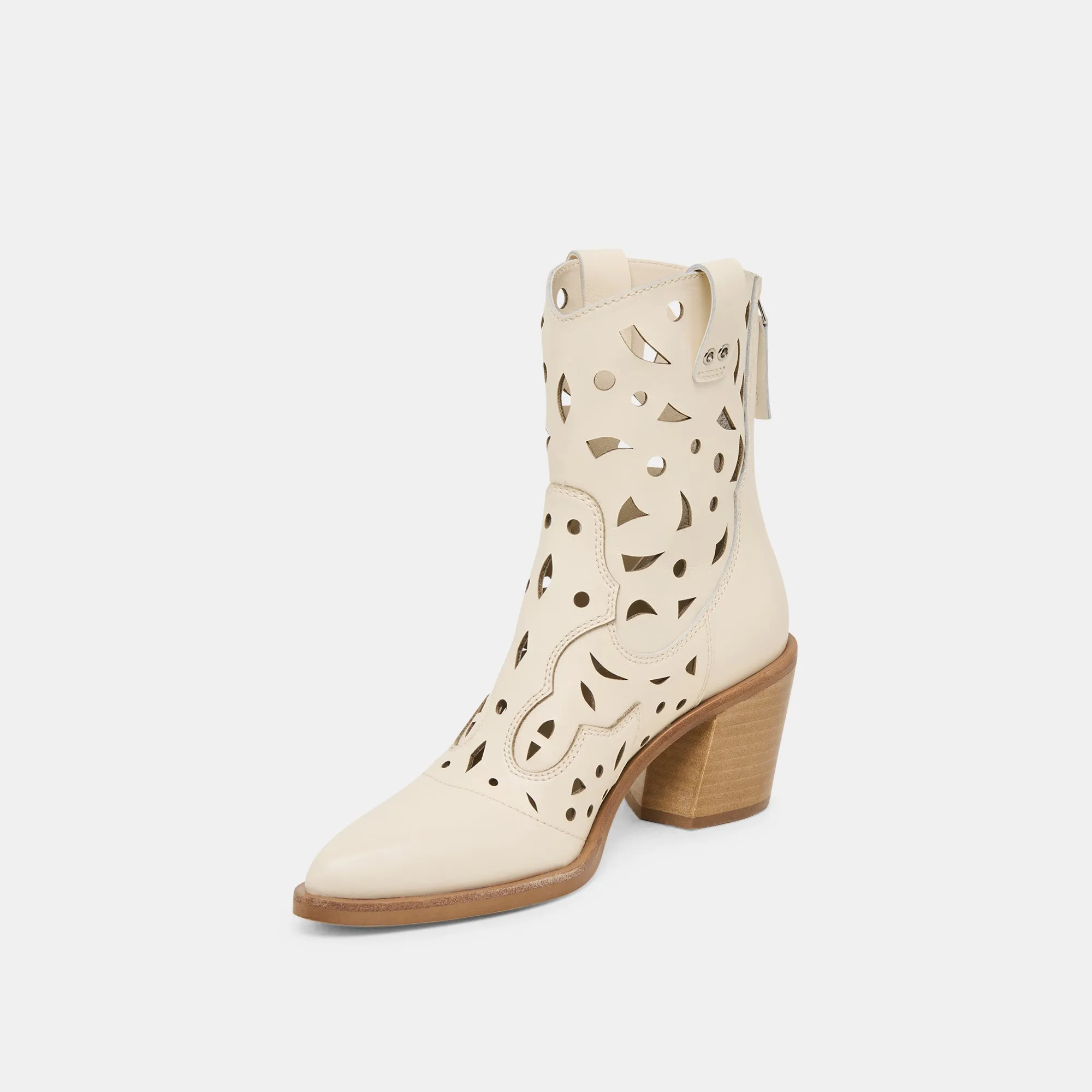ZENOBI STIEFELETTEN IN OFF-WHITE LEDER